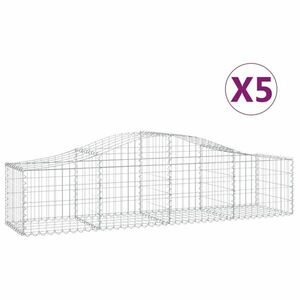 vidaXL 5 db íves horganyzott vas gabion kosár 200x50x40/60 cm kép