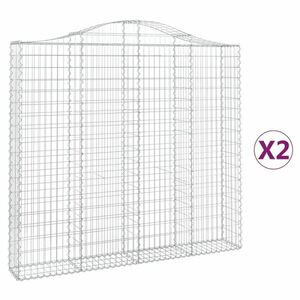 vidaXL 2 db íves horganyzott vas gabion kosár 200x30x180/200 cm kép