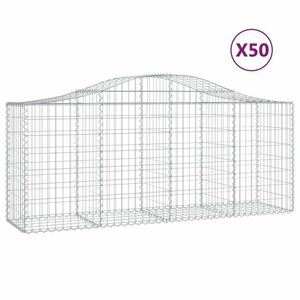 vidaXL 50 db íves horganyzott vas gabion kosár 200x50x80/100 cm kép