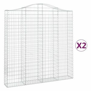 vidaXL 2 db íves horganyzott vas gabion kosár 200 x 30 x 200/220 cm kép