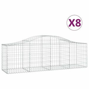 vidaXL 8 db íves horganyzott vas gabion kosár 200x50x60/80 cm kép