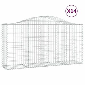 vidaXL 14 db íves horganyzott vas gabion kosár 200x50x100/120 cm kép