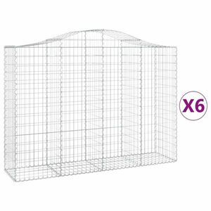 vidaXL 6 db íves horganyzott vas gabion kosár 200x50x140/160 cm kép