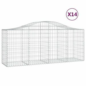 vidaXL 14 db íves horganyzott vas gabion kosár 200x50x80/100 cm kép