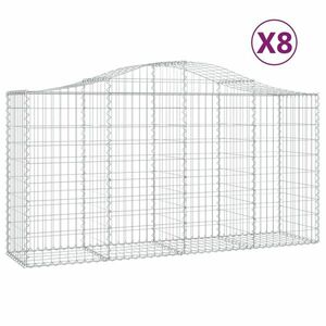 vidaXL 8 db íves horganyzott vas gabion kosár 200 x 50 x 100/120 cm kép