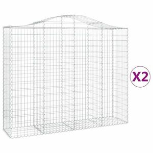 vidaXL 2 db íves horganyzott vas gabion kosár 200x50x160/180 cm kép