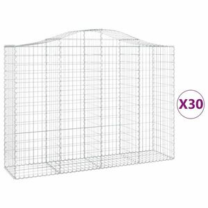 vidaXL 30 db íves horganyzott vas gabion kosár 200x50x140/160 cm kép