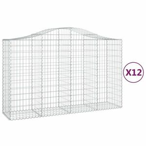 vidaXL 12 db íves horganyzott vas gabion kosár 200x50x120/140 cm kép