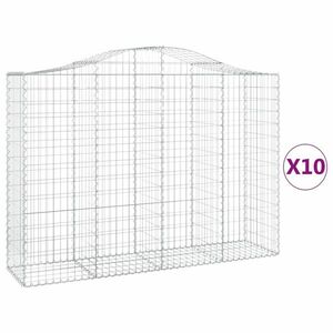 vidaXL 10 db íves horganyzott vas gabion kosár 200x50x140/160 cm kép