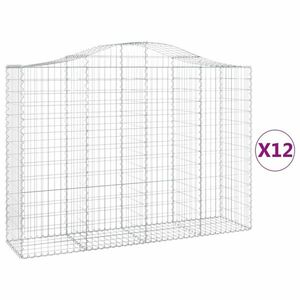 vidaXL 12 db íves horganyzott vas gabion kosár 200x50x140/160 cm kép