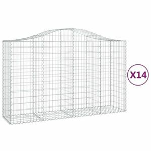 vidaXL 14 db íves horganyzott vas gabion kosár 200x50x120/140 cm kép