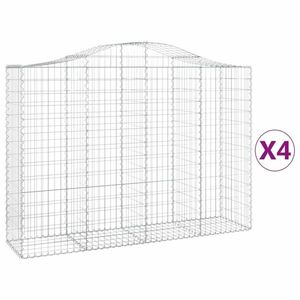 vidaXL 4 db íves horganyzott vas gabion kosár 200x50x140/160 cm kép