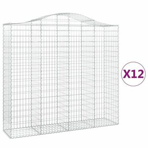 vidaXL 12 db íves horganyzott vas gabion kosár 200x50x180/200 cm kép