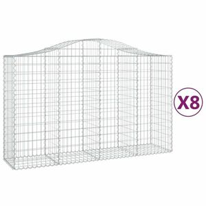 vidaXL 8 db íves horganyzott vas gabion kosár 200x50x120/140 cm kép