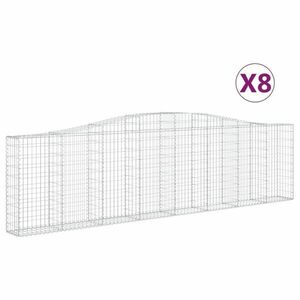 vidaXL 8 db íves horganyzott vas gabion kosár 400x30x100/120 cm kép