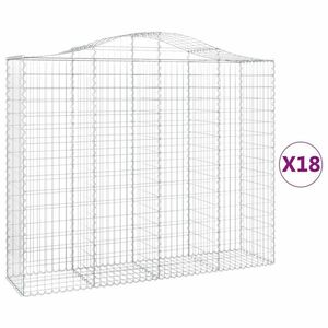 vidaXL 18 db íves horganyzott vas gabion kosár 200x50x160/180 cm kép