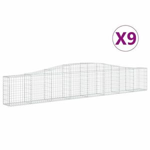 vidaXL 9 db íves horganyzott vas gabion kosár 400x30x60/80 cm kép