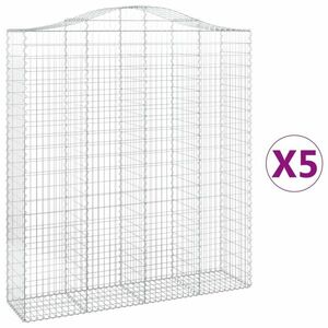 vidaXL 5 db íves horganyzott vas gabion kosár 200x50x220/240 cm kép