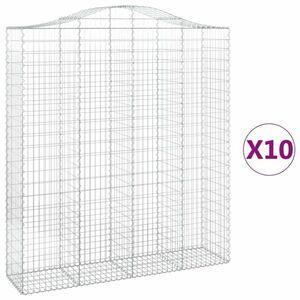 vidaXL 10 db íves horganyzott vas gabion kosár 200x50x220/240 cm kép