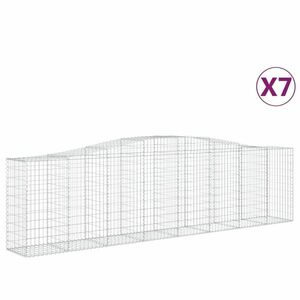 vidaXL 7 db íves horganyzott vas gabion kosár 400x50x100/120 cm kép