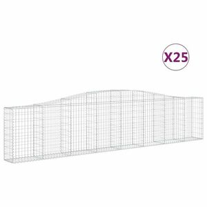 vidaXL 25 db íves horganyzott vas gabion kosár 400x30x80/100 cm kép