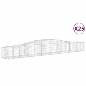 vidaXL 25 db íves horganyzott vas gabion kosár 400x50x40/60 cm kép