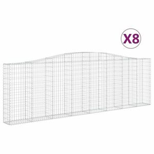 vidaXL 8 db íves horganyzott vas gabion kosár 400x30x120/140 cm kép