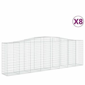 vidaXL 8 db íves horganyzott vas gabion kosár 400x50x120/140 cm kép