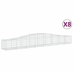 vidaXL 8 db íves horganyzott vas gabion kosár 400x50x40/60 cm kép