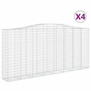 vidaXL 4 db íves horganyzott vas gabion kosár 400x50x180/200 cm kép