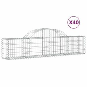 vidaXL 40 db íves horganyzott vas gabion kosár 200x30x40/60 cm kép