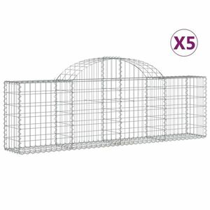 vidaXL 5 db íves horganyzott vas gabion kosár 200x30x60/80 cm kép