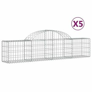 vidaXL 5 db íves horganyzott vas gabion kosár 200x30x40/60 cm kép