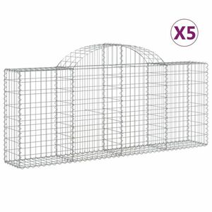 vidaXL 5 db íves horganyzott vas gabion kosár 200x30x80/100 cm kép