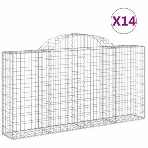 vidaXL 14 db íves horganyzott vas gabion kosár 200x30x100/120 cm kép