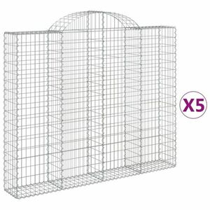 vidaXL 5 db íves horganyzott vas gabion kosár 200x30x160/180 cm kép