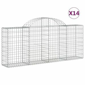 vidaXL 14 db íves horganyzott vas gabion kosár 200x30x80/100 cm kép