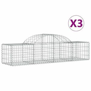 vidaXL 3 db íves horganyzott vas gabion kosár 200x50x40/60 cm kép