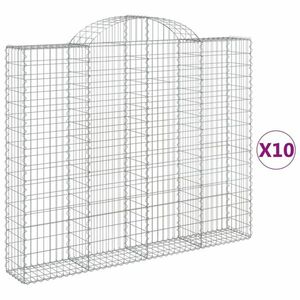 vidaXL 10 db íves horganyzott vas gabion kosár 200x30x160/180 cm kép