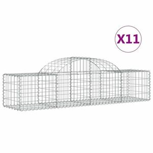 vidaXL 11 db íves horganyzott vas gabion kosár 200x50x40/60 cm kép