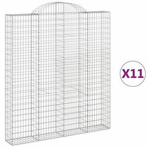 vidaXL 11 db íves horganyzott vas gabion kosár 200x30x220/240 cm kép