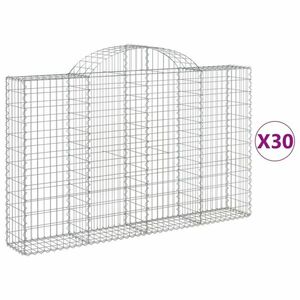 vidaXL 30 db íves horganyzott vas gabion kosár 200x30x120/140 cm kép