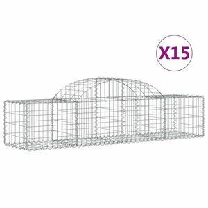 vidaXL 15 db íves horganyzott vas gabion kosár 200x50x40/60 cm kép