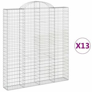 vidaXL 13 db íves horganyzott vas gabion kosár 200x30x220/240 cm kép