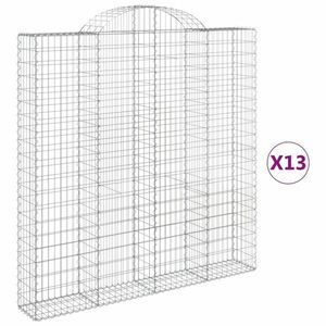 vidaXL 13 db íves horganyzott vas gabion kosár 200x30x200/220 cm kép