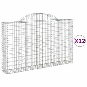 vidaXL 12 db íves horganyzott vas gabion kosár 200x30x120/140 cm kép