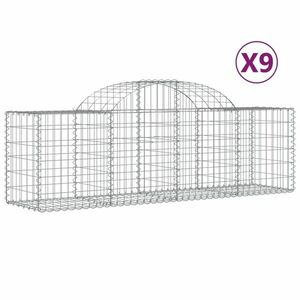 vidaXL 9 db íves horganyzott vas gabion kosár 200x50x60/80 cm kép