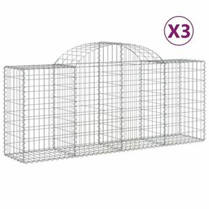 vidaXL 3 db íves horganyzott vas gabion kosár 200x50x80/100 cm kép