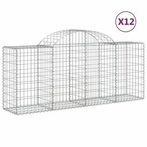 vidaXL 12 db íves horganyzott vas gabion kosár 200x50x80/100 cm kép