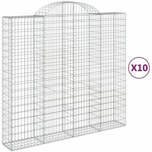 vidaXL 10 db íves horganyzott vas gabion kosár 200x50x180/200 cm kép